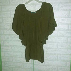 Alice+Olivia Olive-Green Silk Blouse | Women's M
